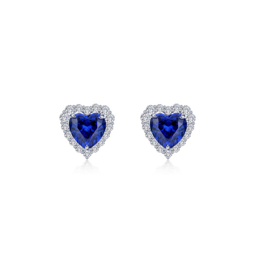 Lafonn Fancy Lab-Grown Sapphire Halo Heart Earrings