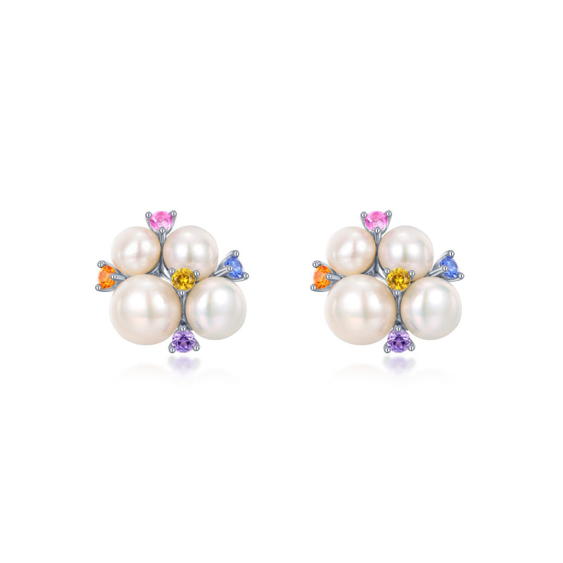 Lafonn Freshwater Pearl and Lab Grown Sapphires Earrings