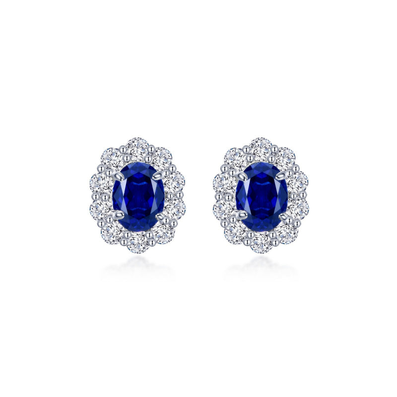 Lafonn Fancy Lab-Grown Sapphire Halo Stud Earrings