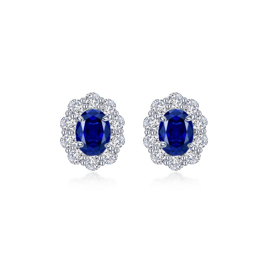 Lafonn Fancy Lab-Grown Sapphire Halo Stud Earrings