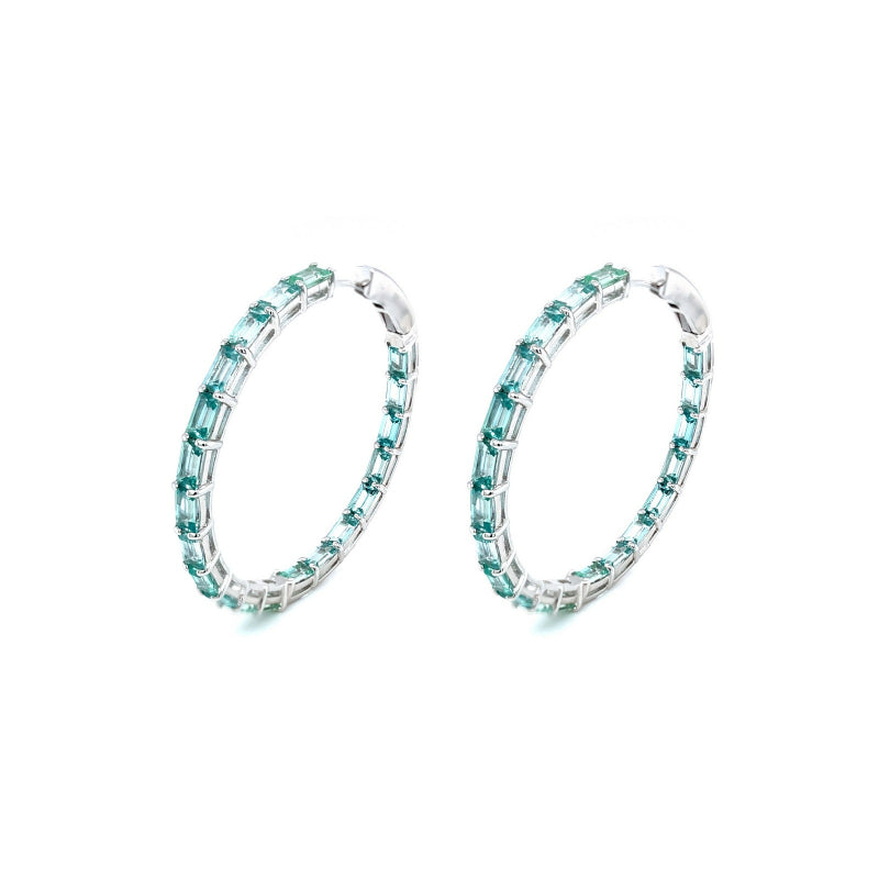 Lafonn 45 mm Fancy Lab-Grown Sapphire Hoop Earrings