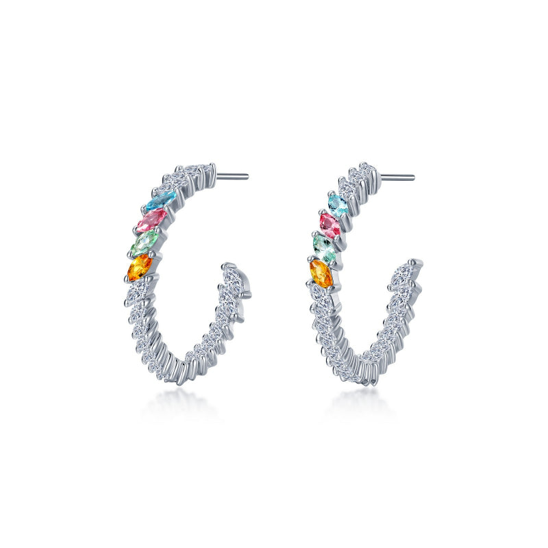 Lafonn Fancy Lab-Grown Sapphire Hoop Earrings