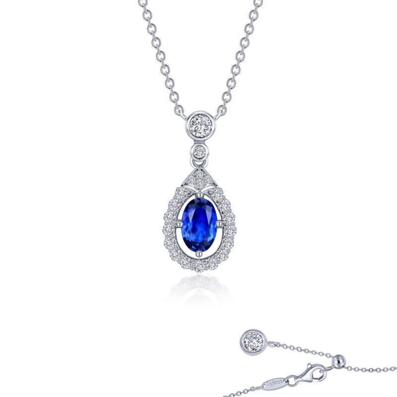 Lafonn Fancy Lab-Grown Sapphire Halo Necklace