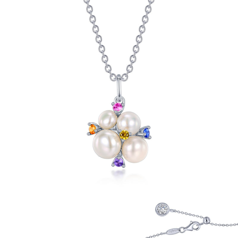 Lafonn Freshwater Pearl and Lab Grown Sapphires Necklace