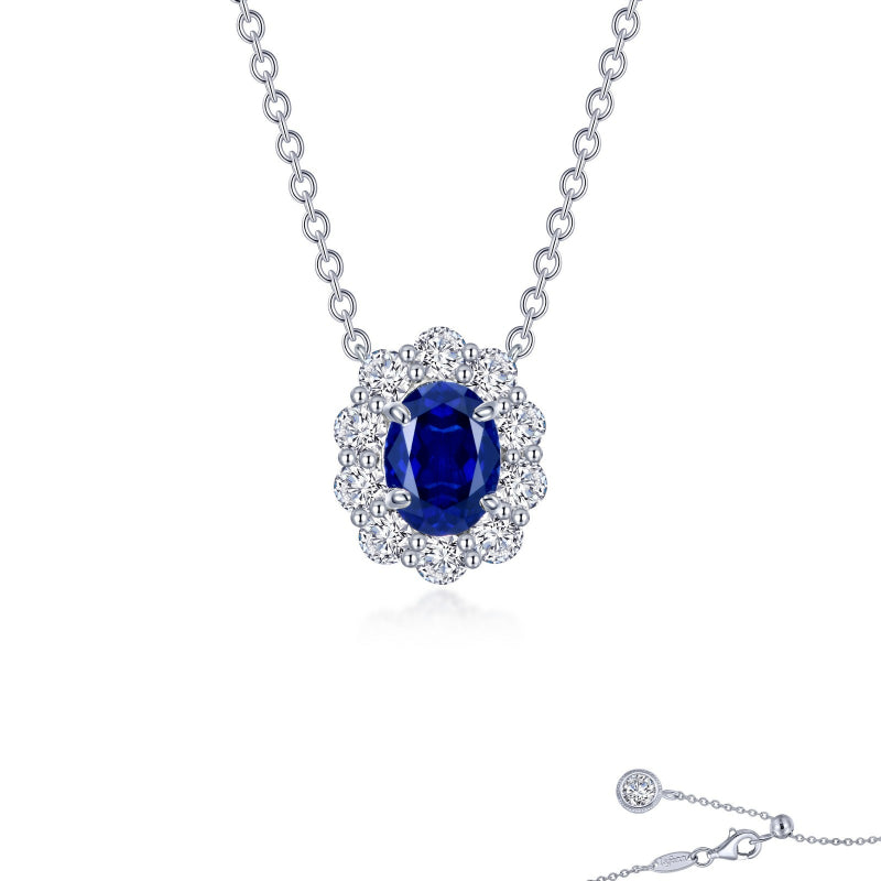 Lafonn Fancy Lab-Grown Sapphire Halo Necklace