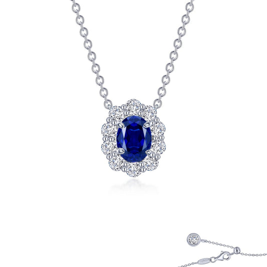Lafonn Fancy Lab-Grown Sapphire Halo Necklace