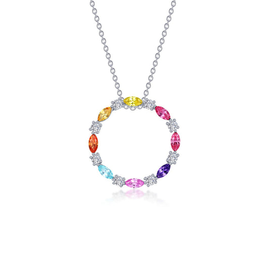 Lafonn Fancy Lab-Grown Sapphire Open Circle Necklace