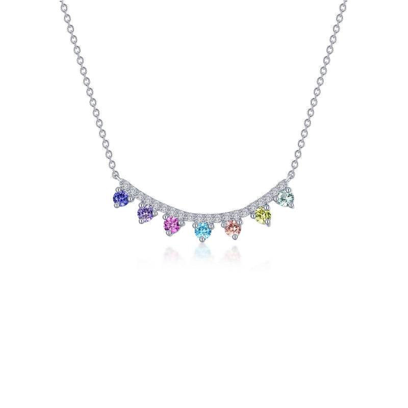 Lafonn Fancy Lab-Grown Sapphire Curved Bar Necklace