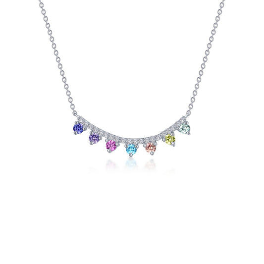 Lafonn Fancy Lab-Grown Sapphire Curved Bar Necklace