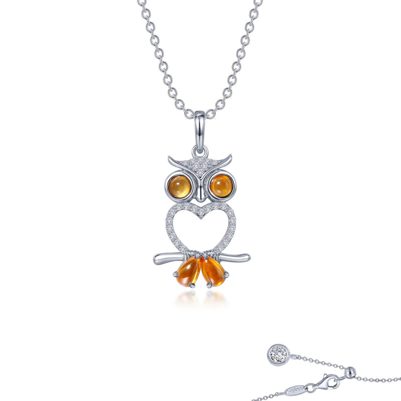 Lafonn Fancy Lab-Grown Sapphire Owl Necklace