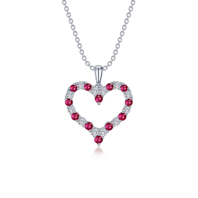 Lafonn Fancy Lab-Grown Ruby Heart Pendant Necklace