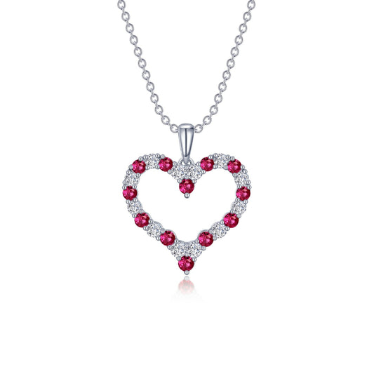 Lafonn Fancy Lab-Grown Ruby Heart Pendant Necklace