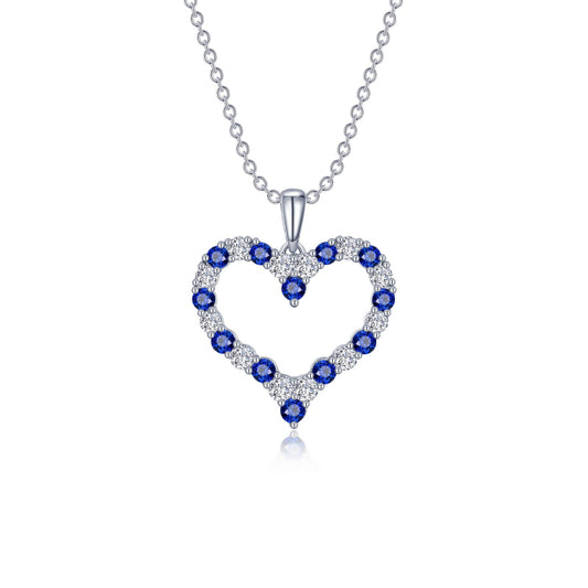 Lafonn Fancy Lab-Grown Sapphire Heart Pendant Necklace