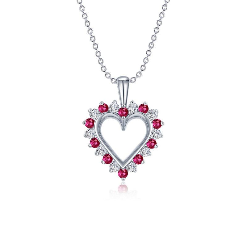 Lafonn Fancy Lab-Grown Ruby Heart Pendant Necklace
