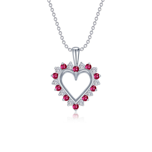 Lafonn Fancy Lab-Grown Ruby Heart Pendant Necklace