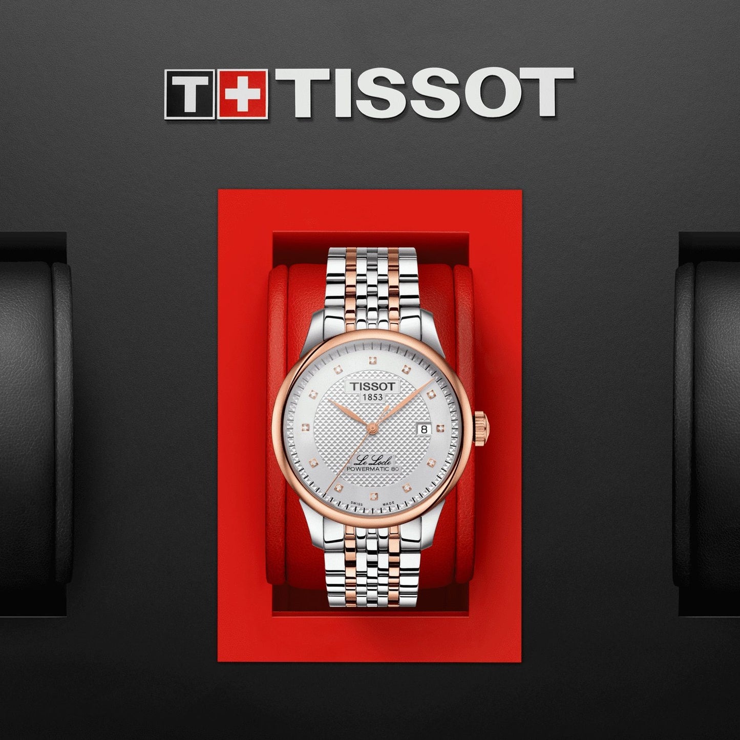 Tissot Le Locle Powermatic 80 (Stainless Steel, Grey/Rose Gold 5N) Diamonds