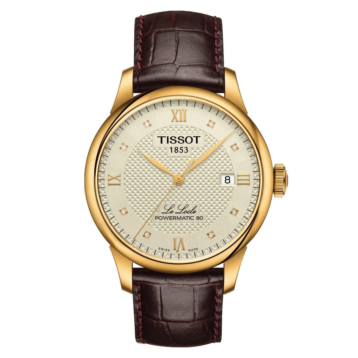 Tissot Le Locle Powermatic 80 (Leather, Brown) Roman And Diamonds