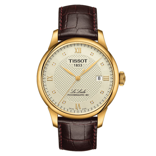 Tissot Le Locle Powermatic 80 (Leather, Brown) Roman And Diamonds