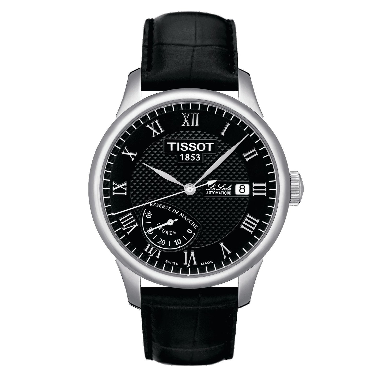 Tissot Le Locle Automatic RÃƒÆ’Ã‚Â£Ãƒâ€šÃ‚Â©Serve De Marche (Leather, Black) Roman