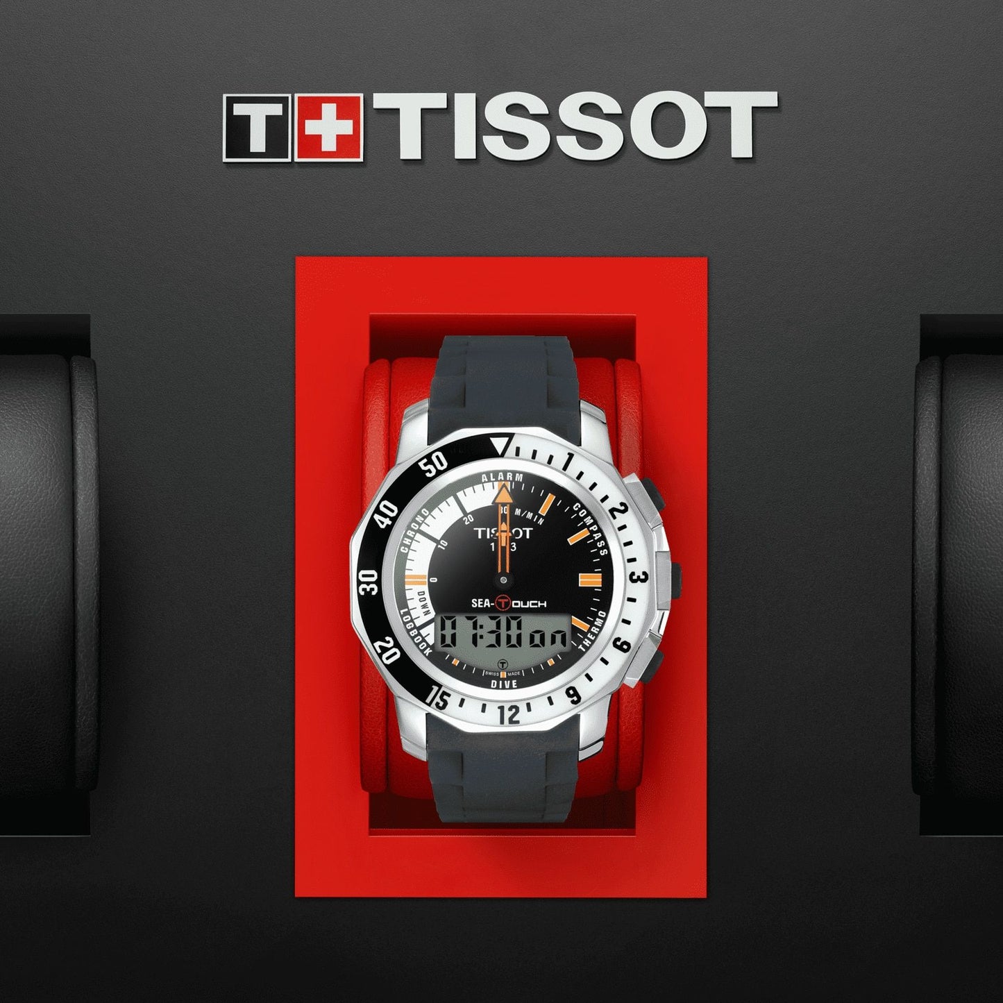 Tissot Sea-Touch In Meters (Rubber, Black) Indexes