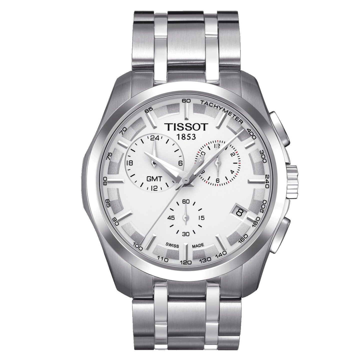Tissot Couturier Gmt (Stainless Steel, Grey) Indexes