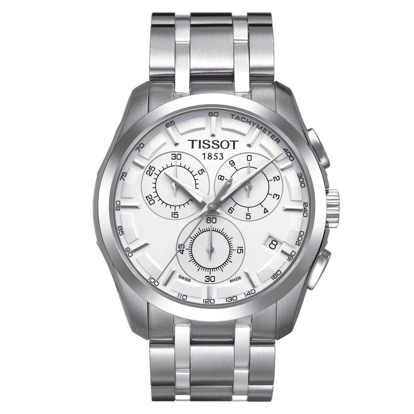 Tissot Couturier Chronograph (Stainless Steel, Grey) Indexes