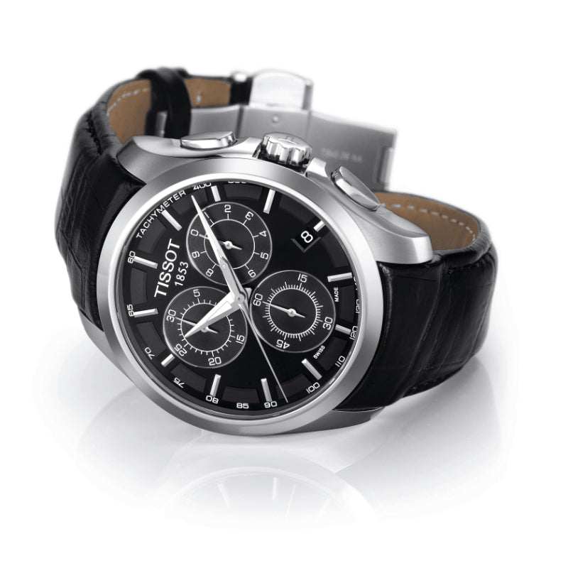 Tissot Couturier Chronograph (Leather, Black) Indexes