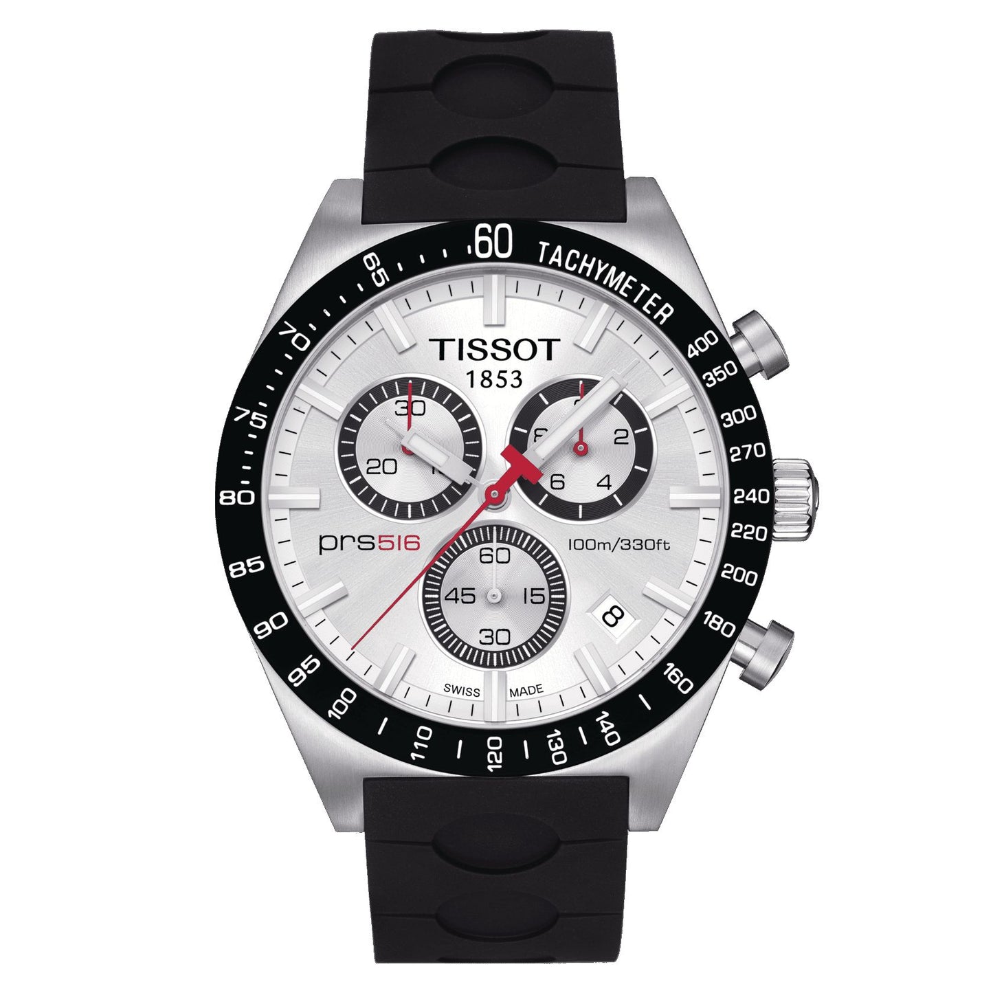 Tissot Prs 516 Retro Chronograph (Rubber, Black) Indexes