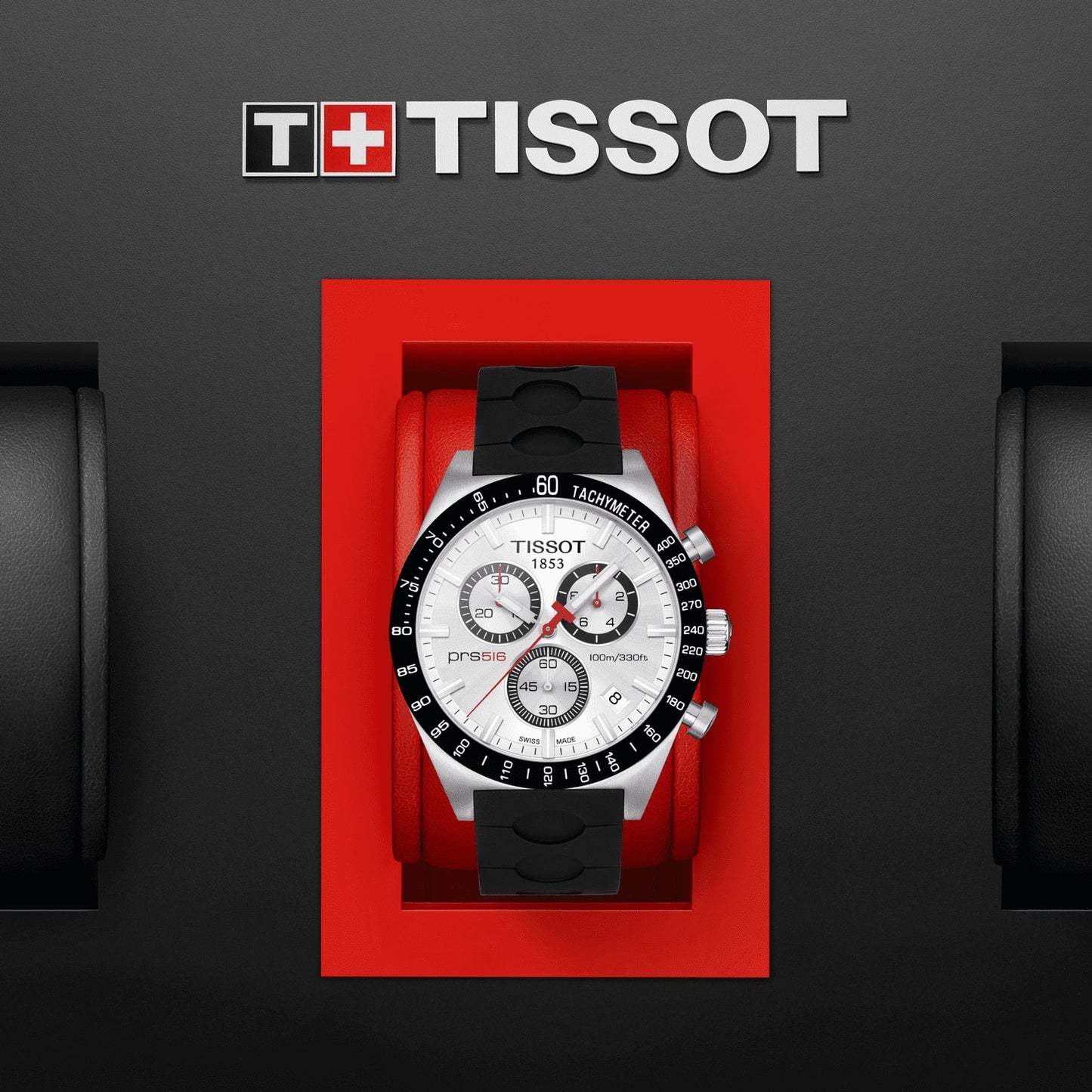 Tissot Prs 516 Retro Chronograph (Rubber, Black) Indexes