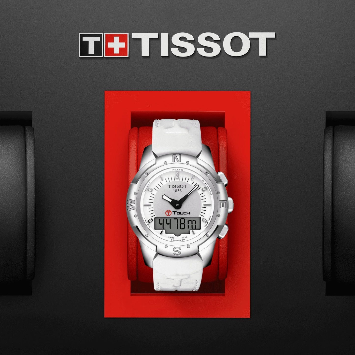 Tissot T-Touch II Titanium Lady (Leather, White) Indexes And Diamonds