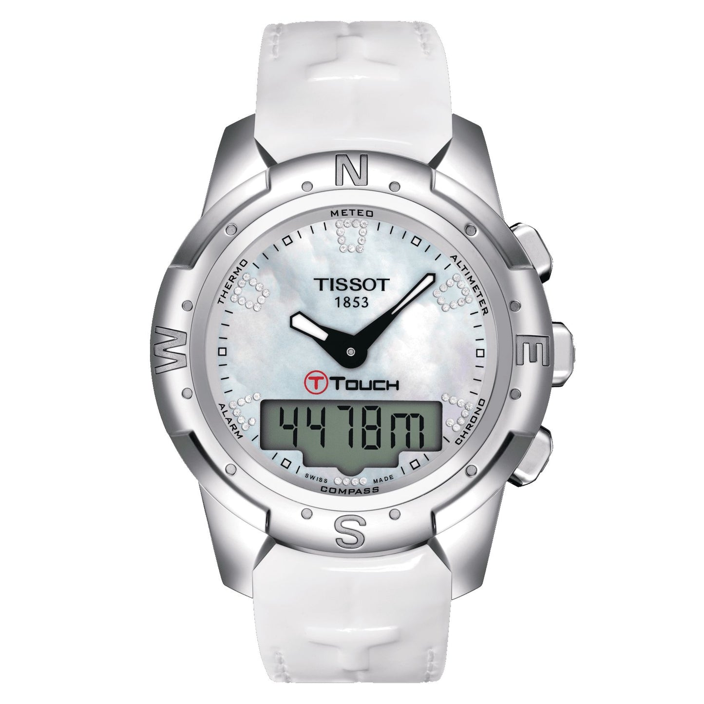 Tissot T-Touch II Titanium Lady (Leather, White) Diamonds