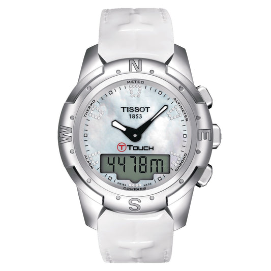 Tissot T-Touch II Titanium Lady (Leather, White) Diamonds