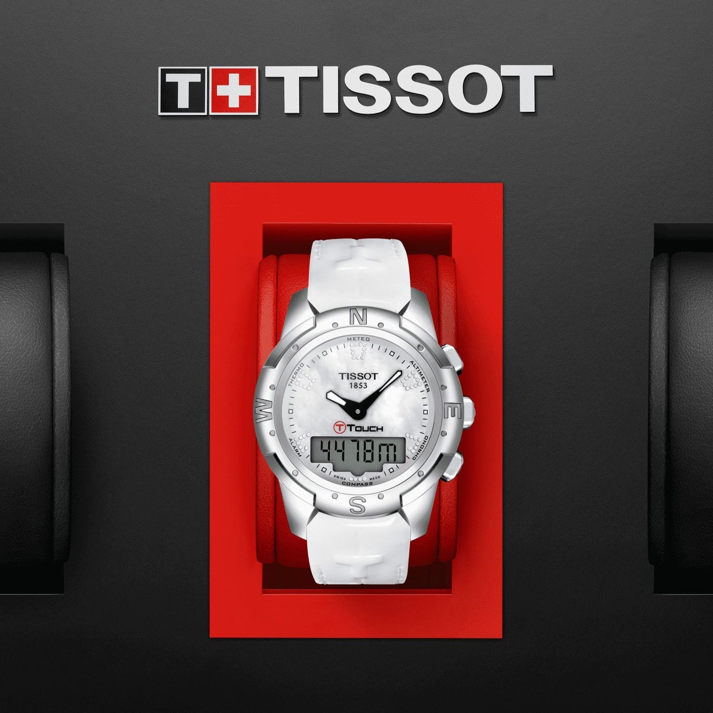 Tissot T-Touch II Titanium Lady (Leather, White) Diamonds