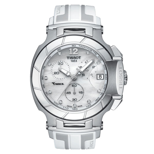 Tissot T-Race Chronograph (Silicone, White/Grey) Arabic And Diamonds