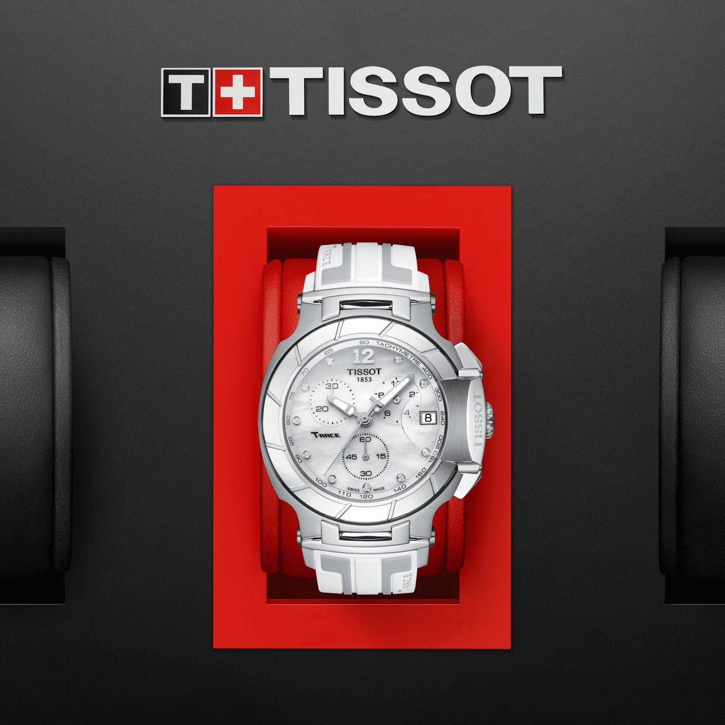 Tissot T-Race Chronograph (Silicone, White/Grey) Arabic And Diamonds