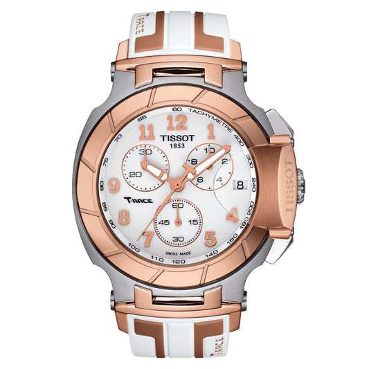 Tissot T-Race Chronograph (Silicone, White/Rose Gold 5N) Arabic
