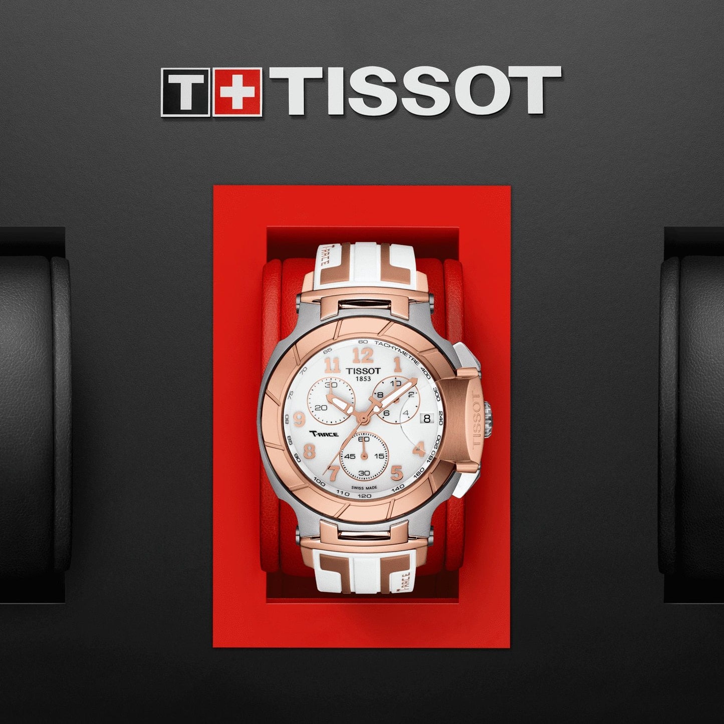 Tissot T-Race Chronograph (Silicone, White/Rose Gold 5N) Arabic