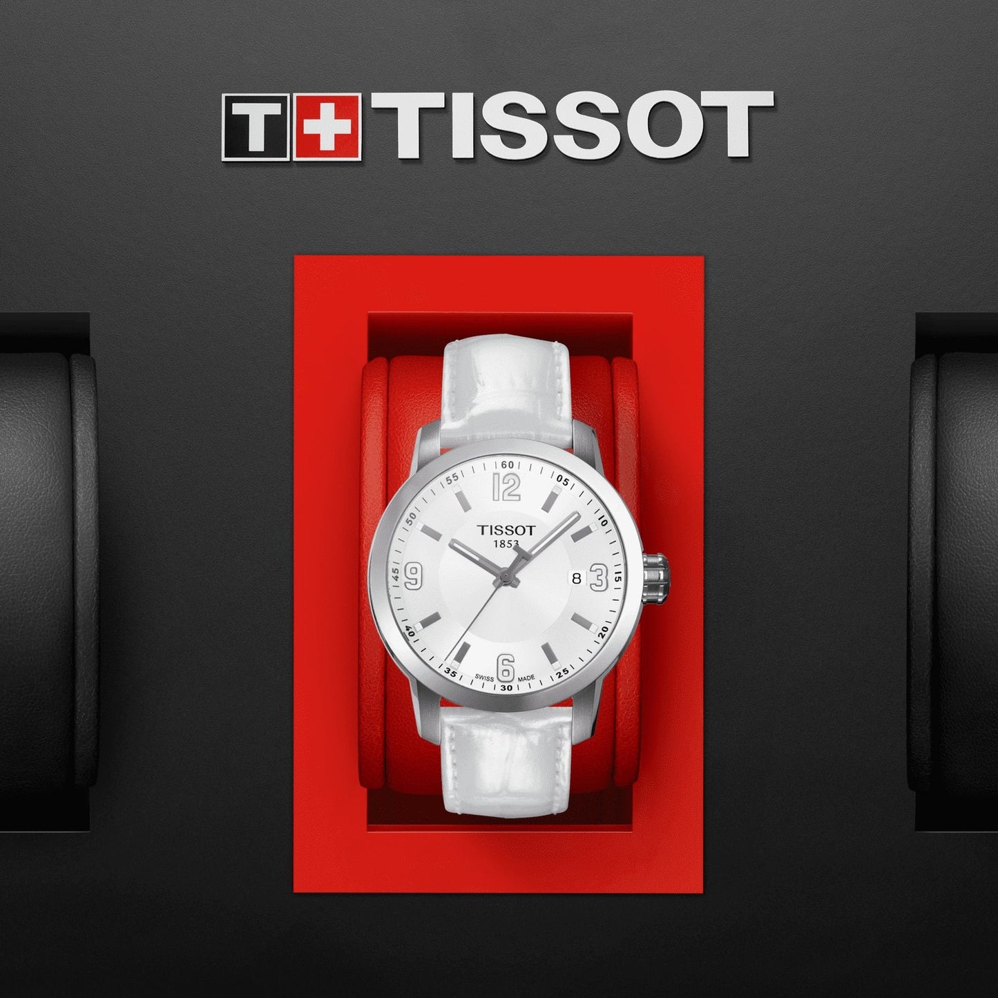 Tissot Prc 200 Quartz (Leather, White) Arabic And Indexes