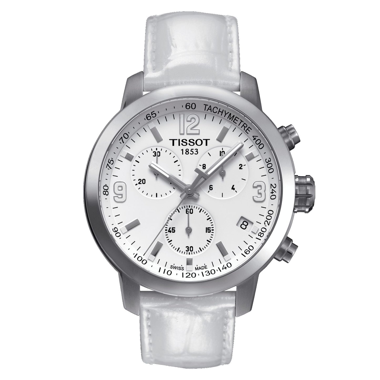 Tissot Prc 200 Quartz Chronograph (Leather, White) Arabic And Indexes