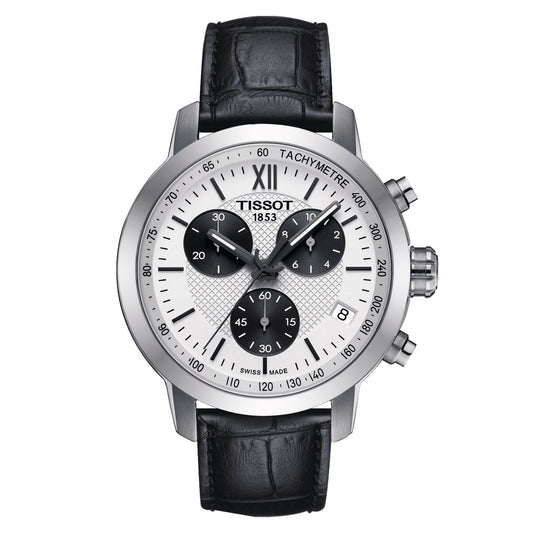 Tissot Prc 200 Fencing Chronograph (Leather, Black) Roman And Indexes
