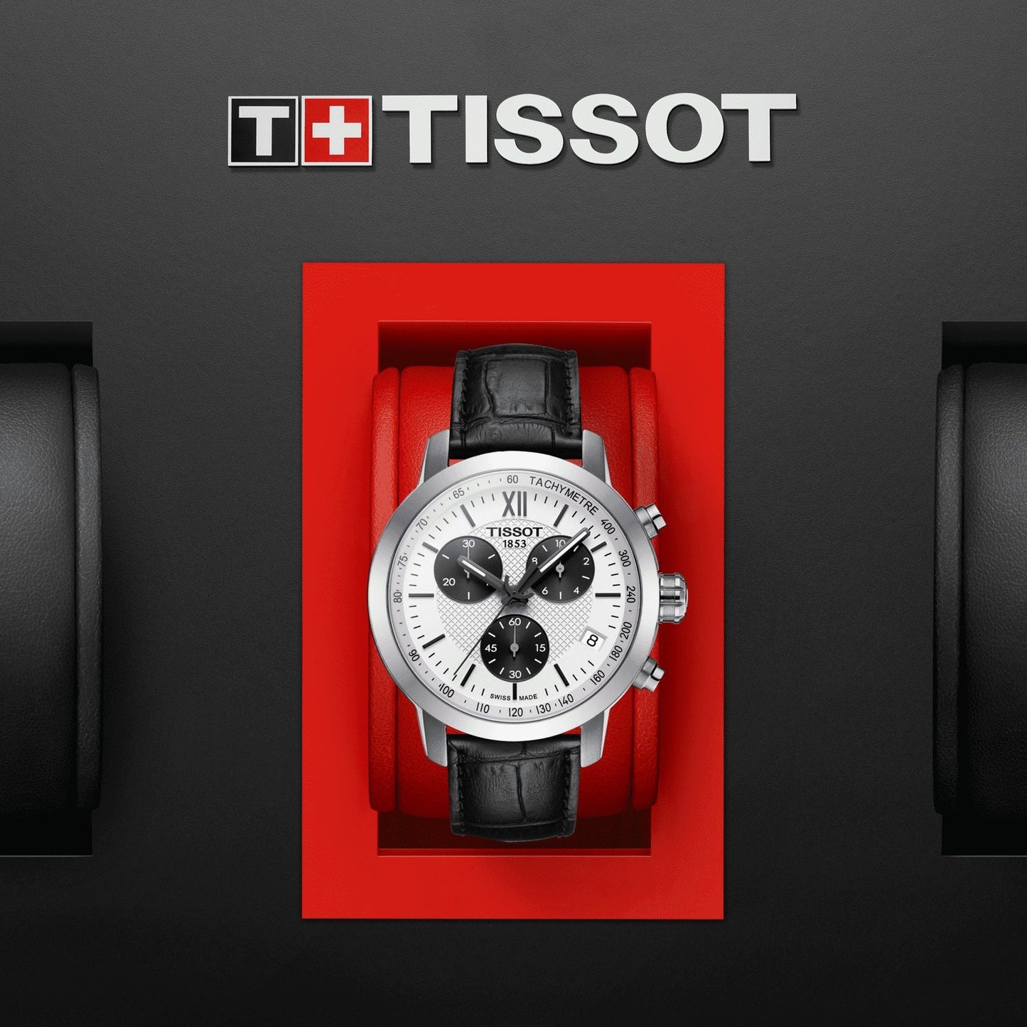 Tissot Prc 200 Fencing Chronograph (Leather, Black) Roman And Indexes