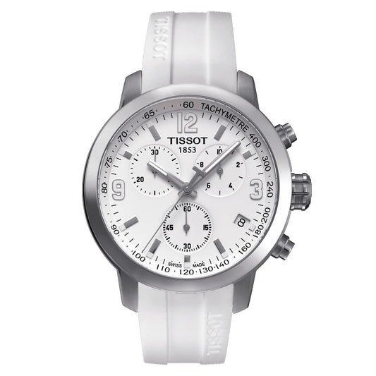 Tissot Prc 200 Quartz Chronograph (Silicone, White) Arabic And Indexes