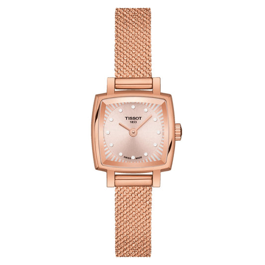 Tissot Lovely Square (Stainless Steel, Grey/Rose Gold 5N) Diamonds