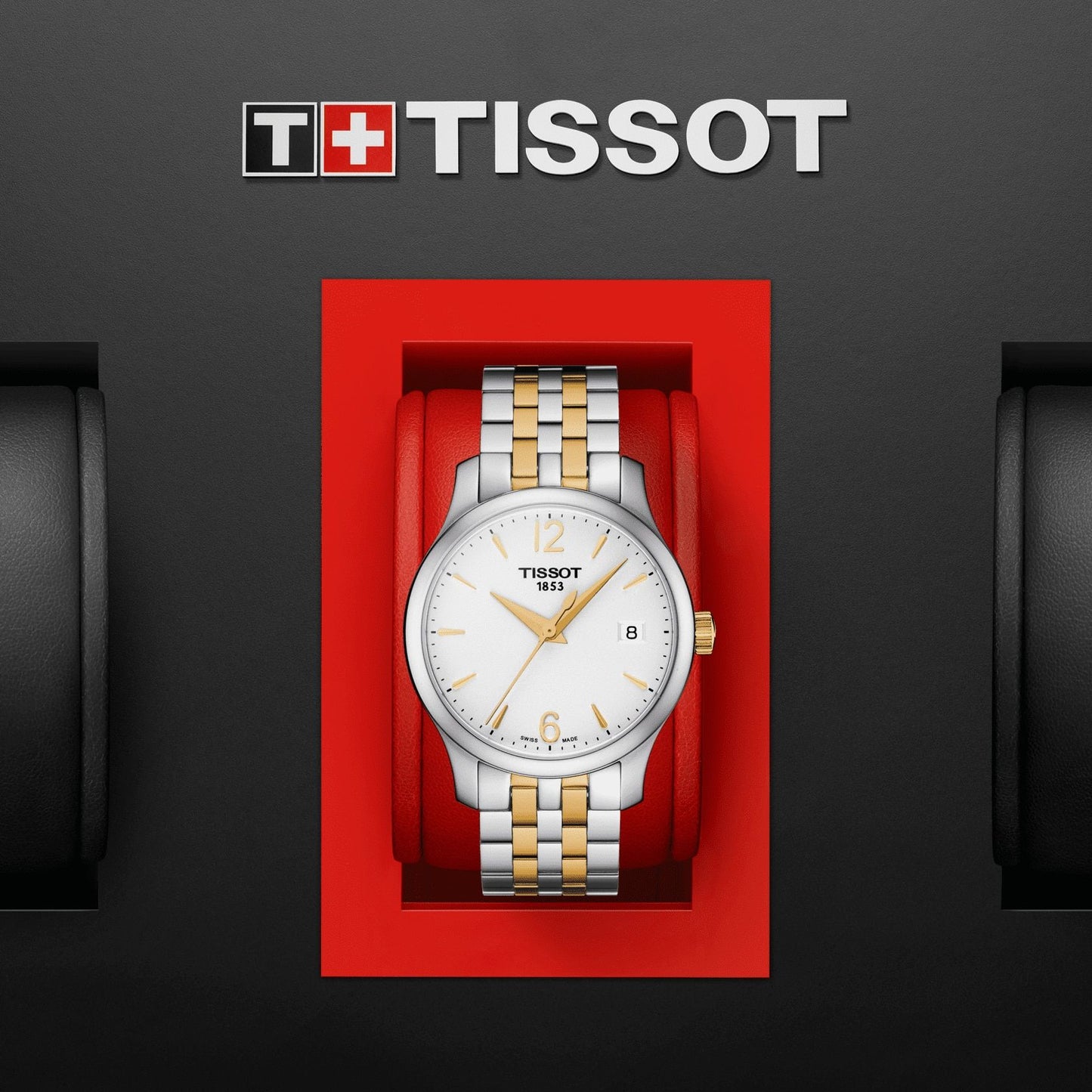 Tissot Tradition Lady (Stainless Steel, Grey/Yellow Gold 1N14) Arabic And Indexes