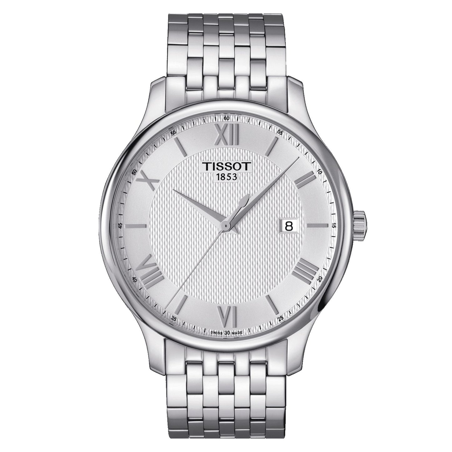 Tissot Tradition (Stainless Steel, Grey) Roman And Indexes