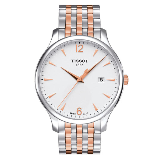 Tissot Tradition (Stainless Steel, Grey/Rose Gold 5N) Arabic And Indexes