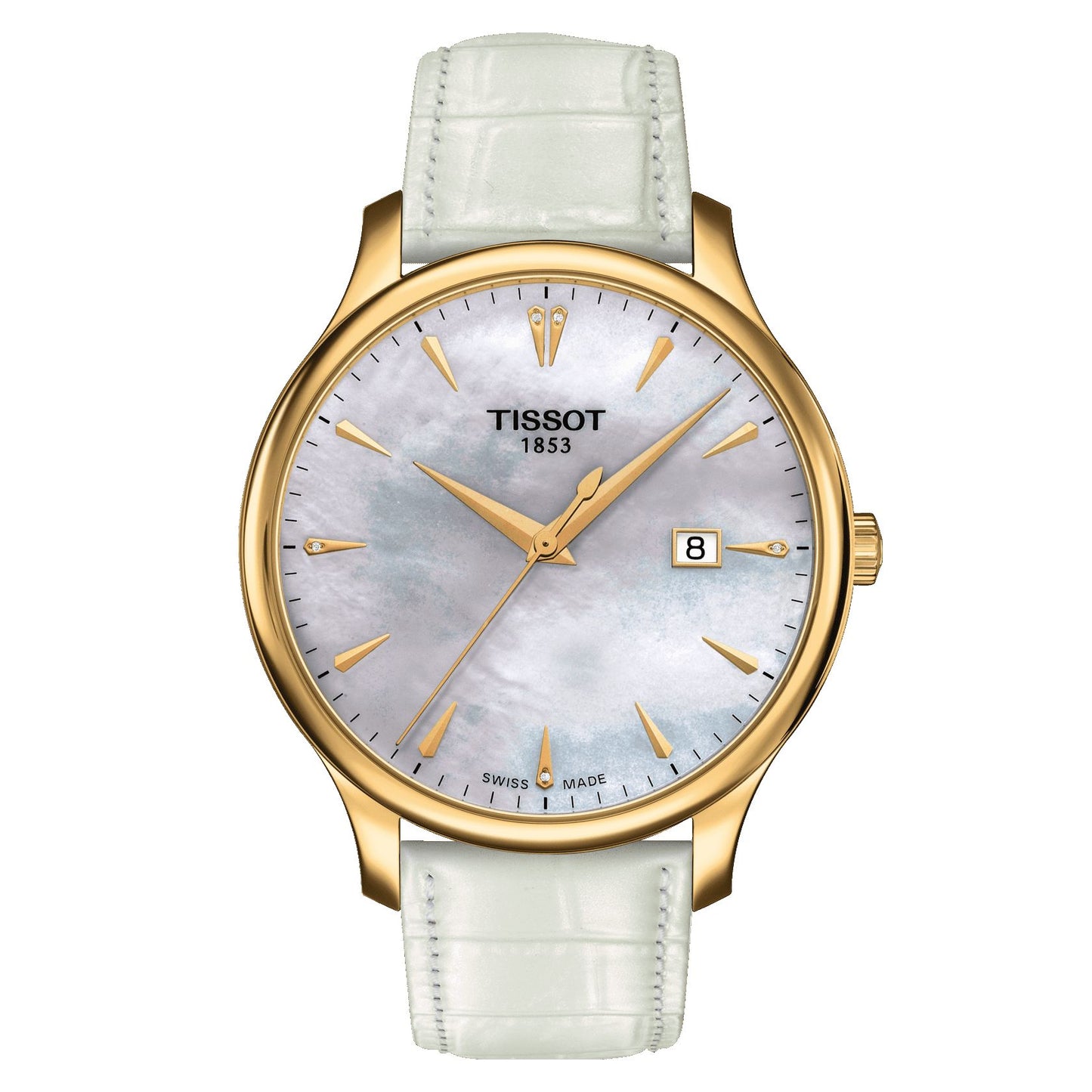 Tissot Tradition (Leather, White) Indexes And Diamonds