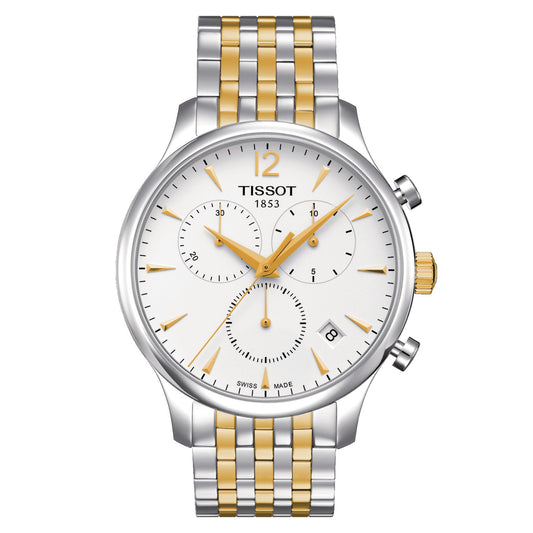 Tissot Tradition Chronograph (Stainless Steel, Grey/Yellow Gold 1N14) Arabic And Indexes