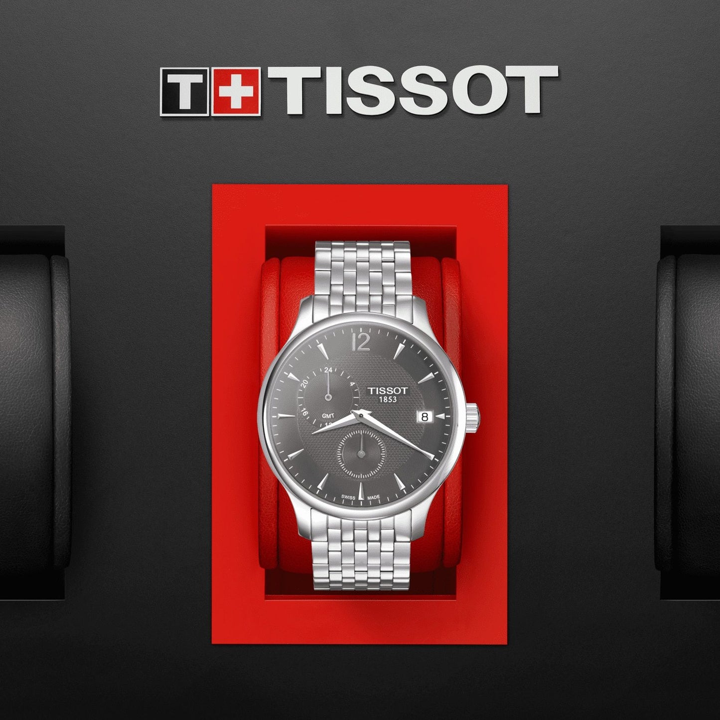 Tissot Tradition Gmt (Stainless Steel, Grey) Arabic And Indexes