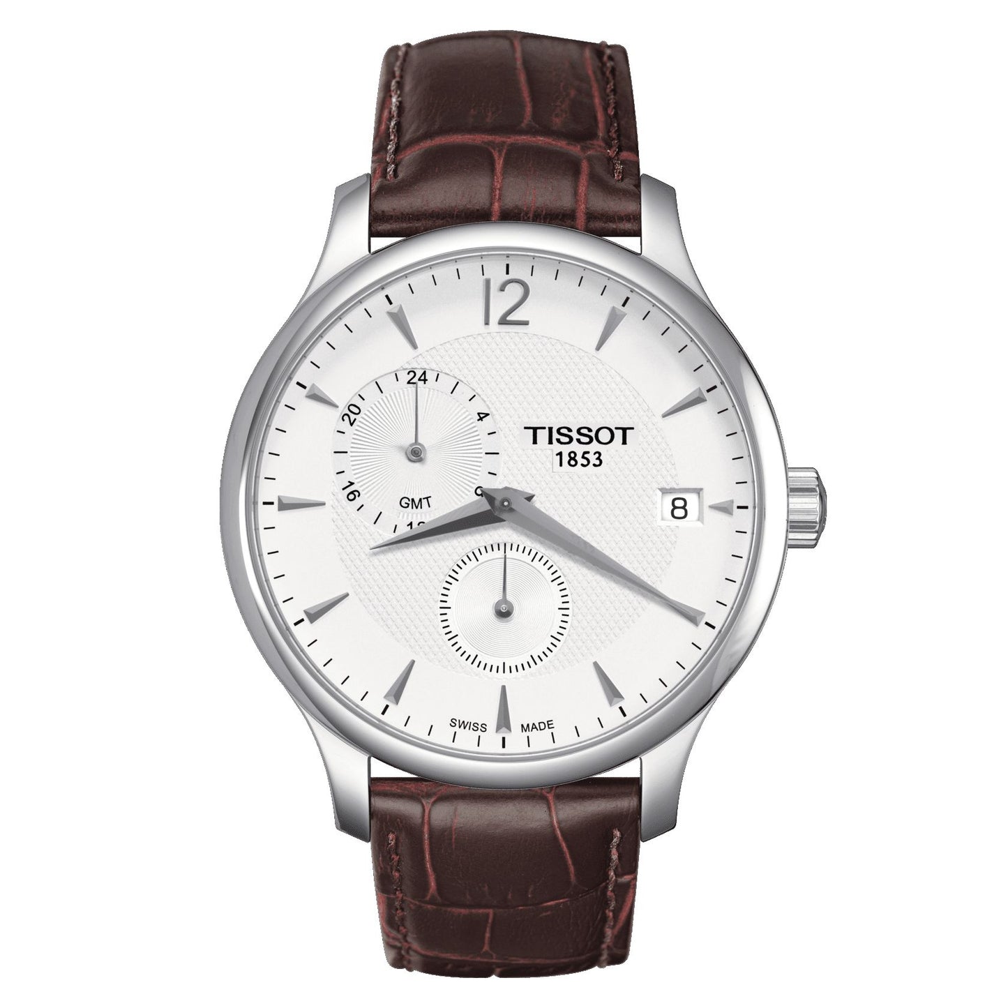 Tissot Tradition Gmt (Leather, Brown) Arabic And Indexes